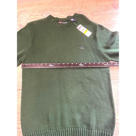 VTG Chaps Crew Neck Sweater Mens M Green Embroidered Crest 90s - Picture 5 of 6